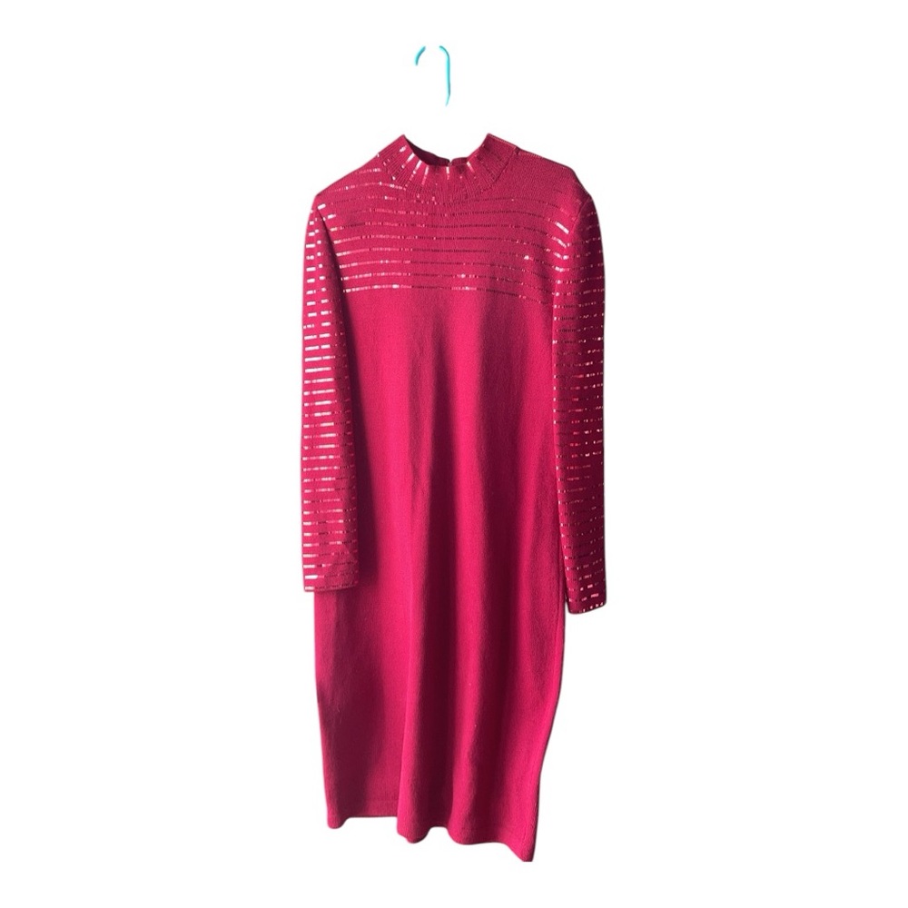 Vintage St John Evening Red Sequin Midi Dress